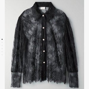 Aritzia black sheer lace top